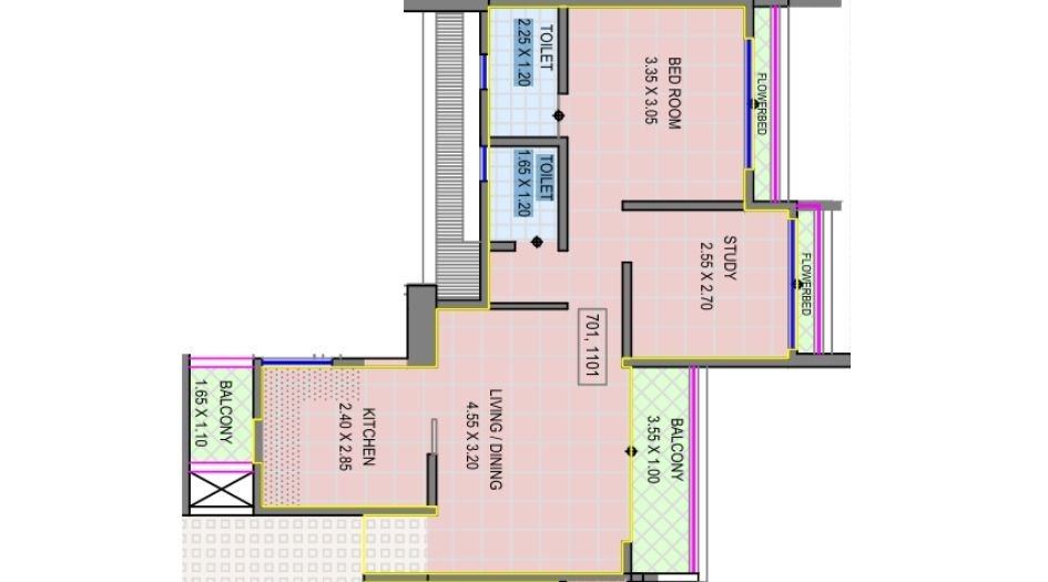 Somani-Tower-Floor-plan-2 BHK-624 Sqft
